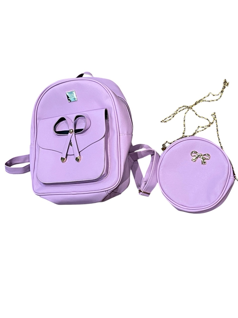 Maccinelo Lavender Bow Accent Women or Girl’s Backpack and Crossbody Set
